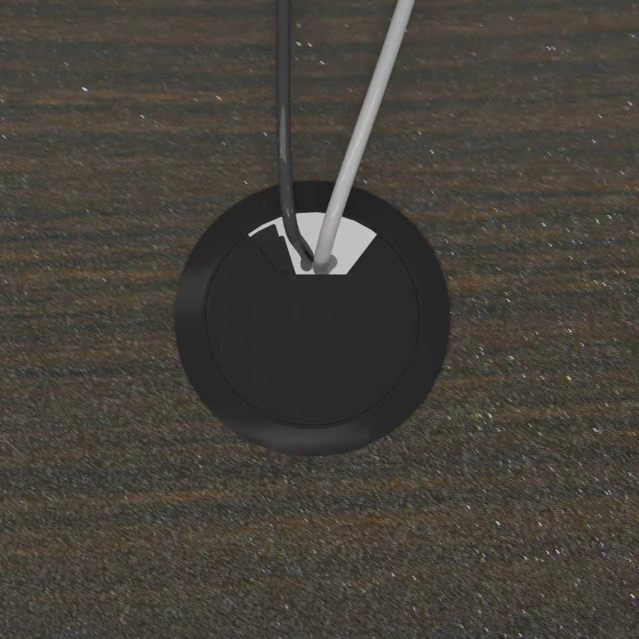 配線キャップは開閉可能。机の上の配線を束ねてすっきりさせることができます