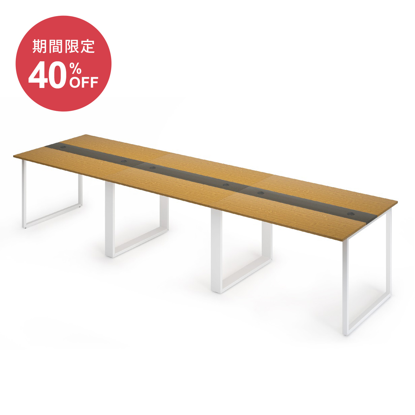 EZ+ フリーアドレスデスク 3連6人用 (幅3600mm×奥行1000mm×高さ720mm)