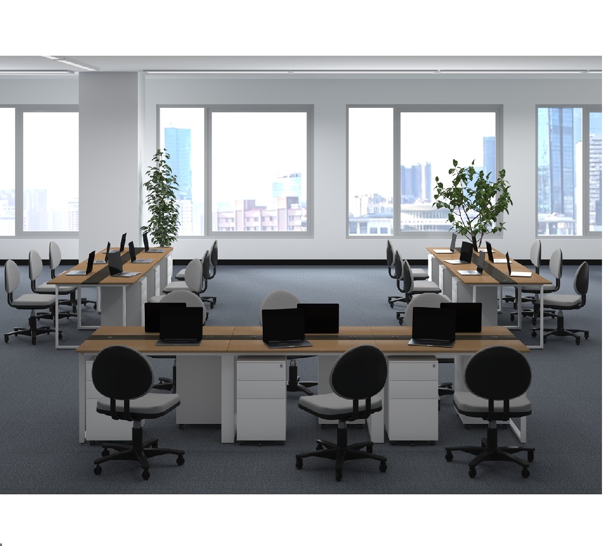 EZ+ フリーアドレスデスク 3連6人用 (360cm)