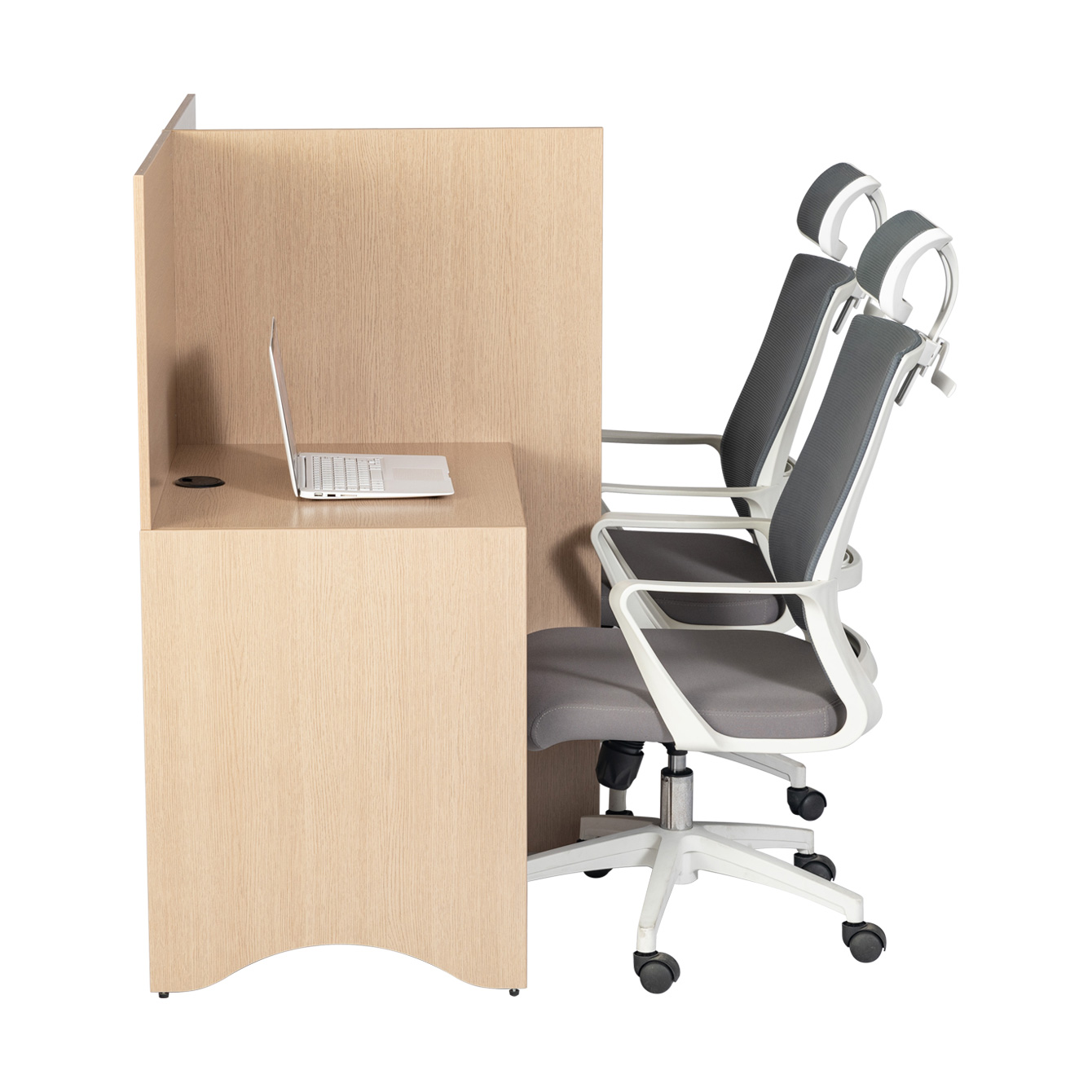 個別パネルデスク 2人用 両サイド開き T字型（幅140cm)