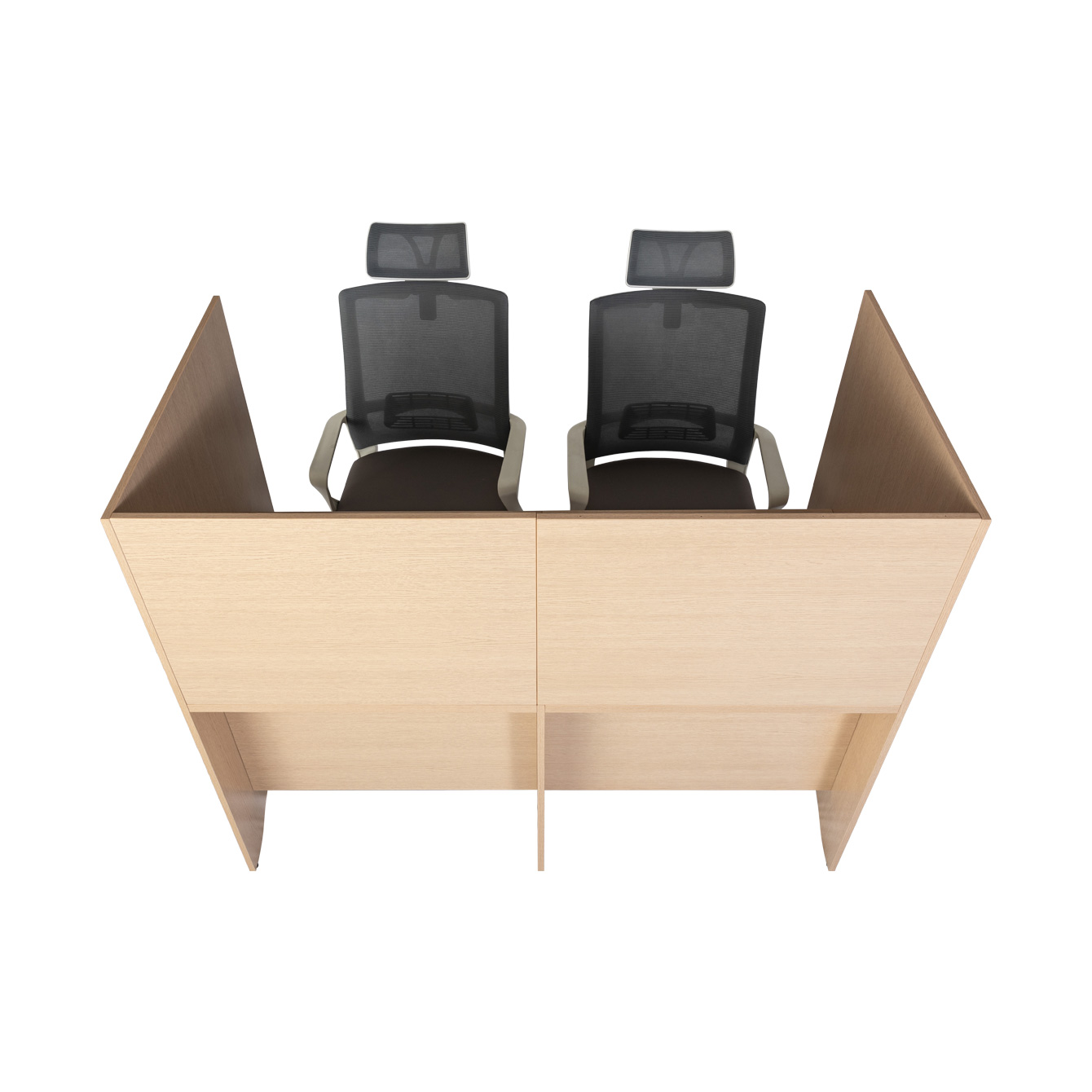 個別パネルデスク 2人用 両サイド閉じ コの字型（幅140cm)