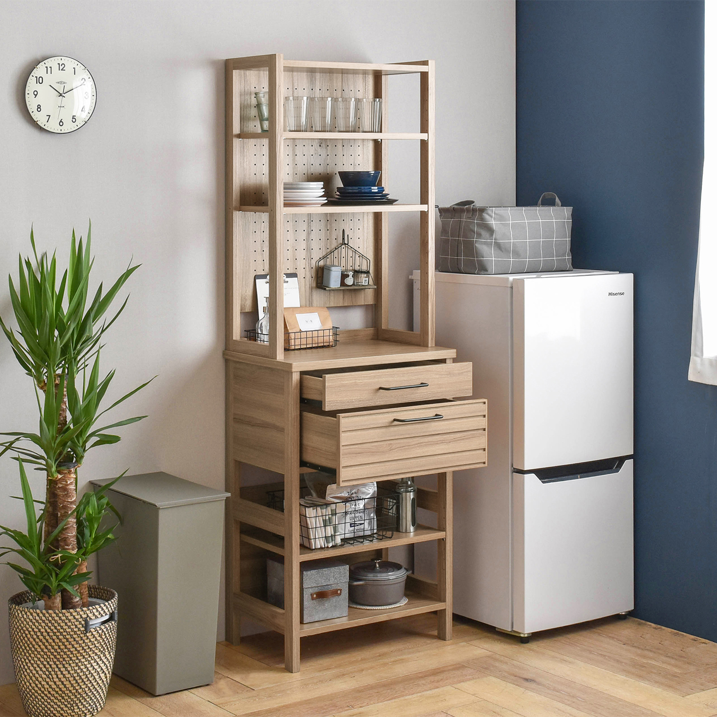 LAFIKA（ラフィカ）キッチンラック（ハイタイプ/高さ180cm）グレーナチュラル