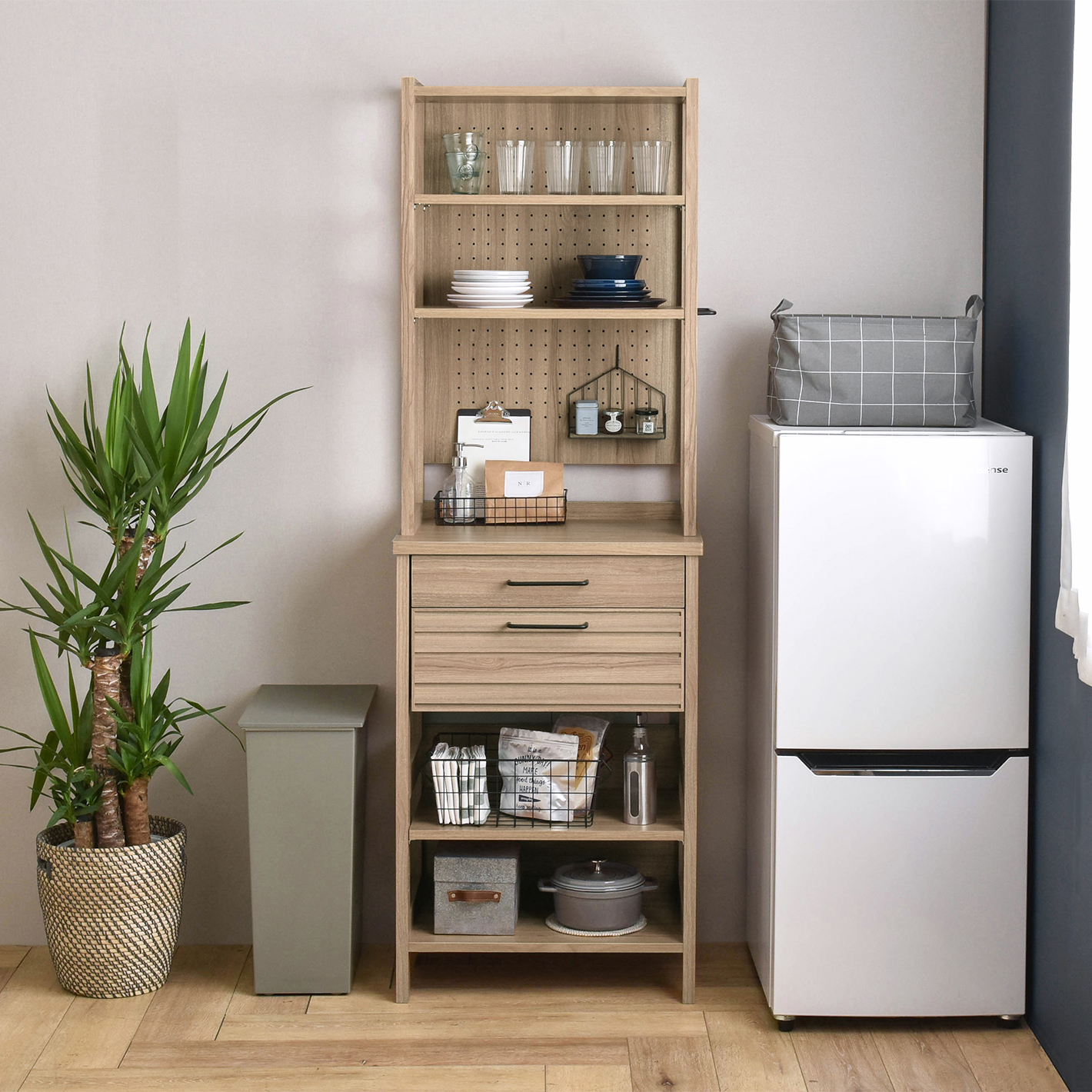 LAFIKA（ラフィカ）キッチンラック（ハイタイプ/高さ180cm）グレーナチュラル