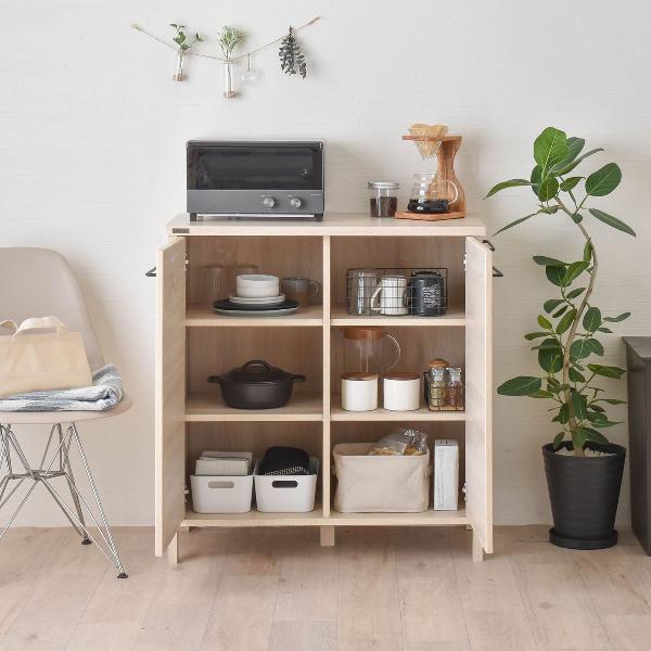 LAFIKA（ラフィカ）キッチンキャビネット（ロータイプ/高さ90cm）グレーナチュラル