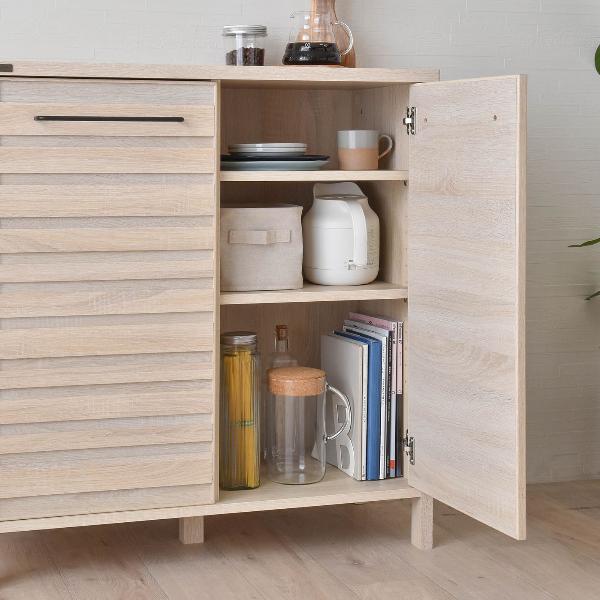 LAFIKA（ラフィカ）キッチンキャビネット（ロータイプ/高さ90cm）グレーナチュラル