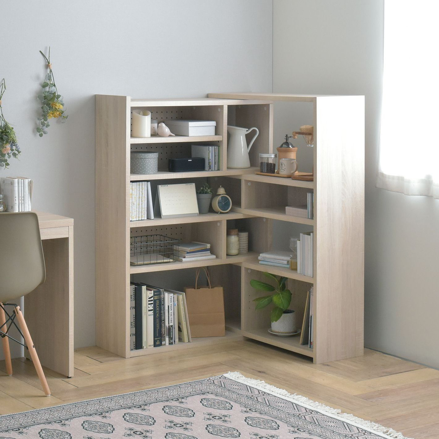 Like（ライク） 伸縮ラック（ハイタイプ／高さ126cm）オークナチュラル